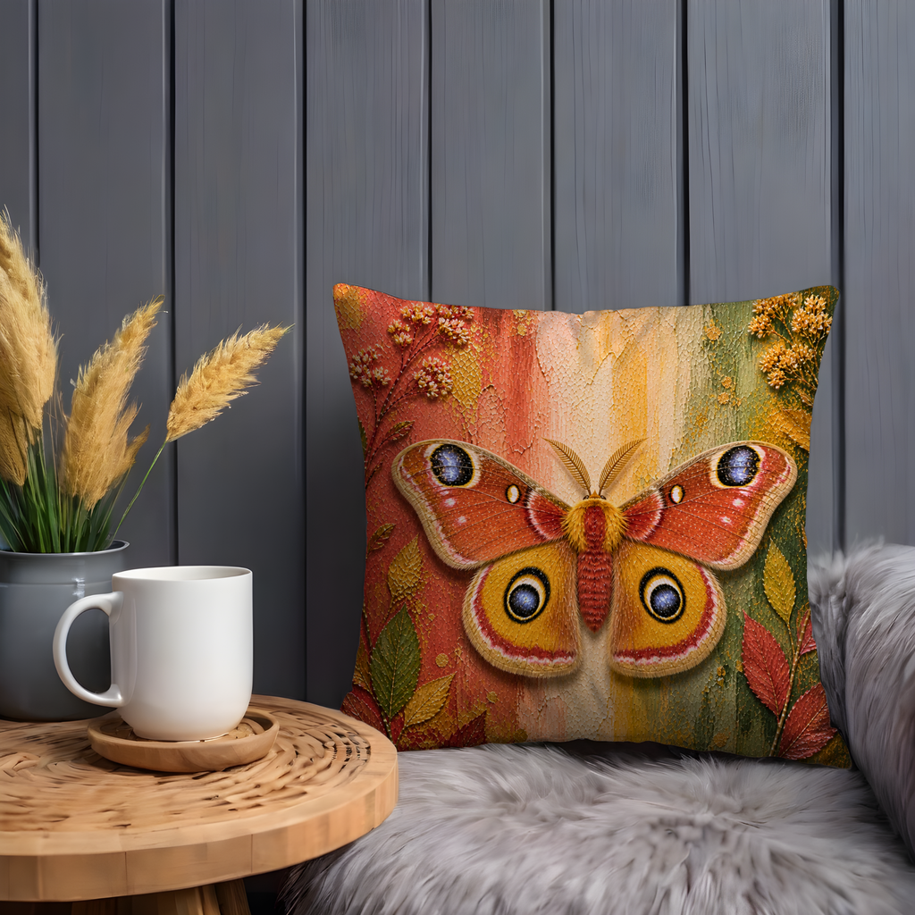Moth Butterfly Pillow Cover | Vibrant Insect Art | Bold Nature Decor