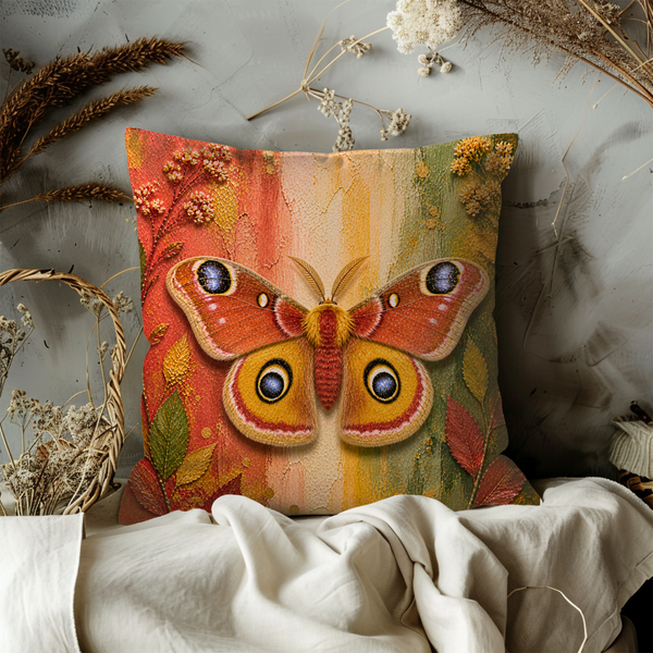 Moth Butterfly Pillow Cover – Vibrant Insect Art | Bold Nature Decor