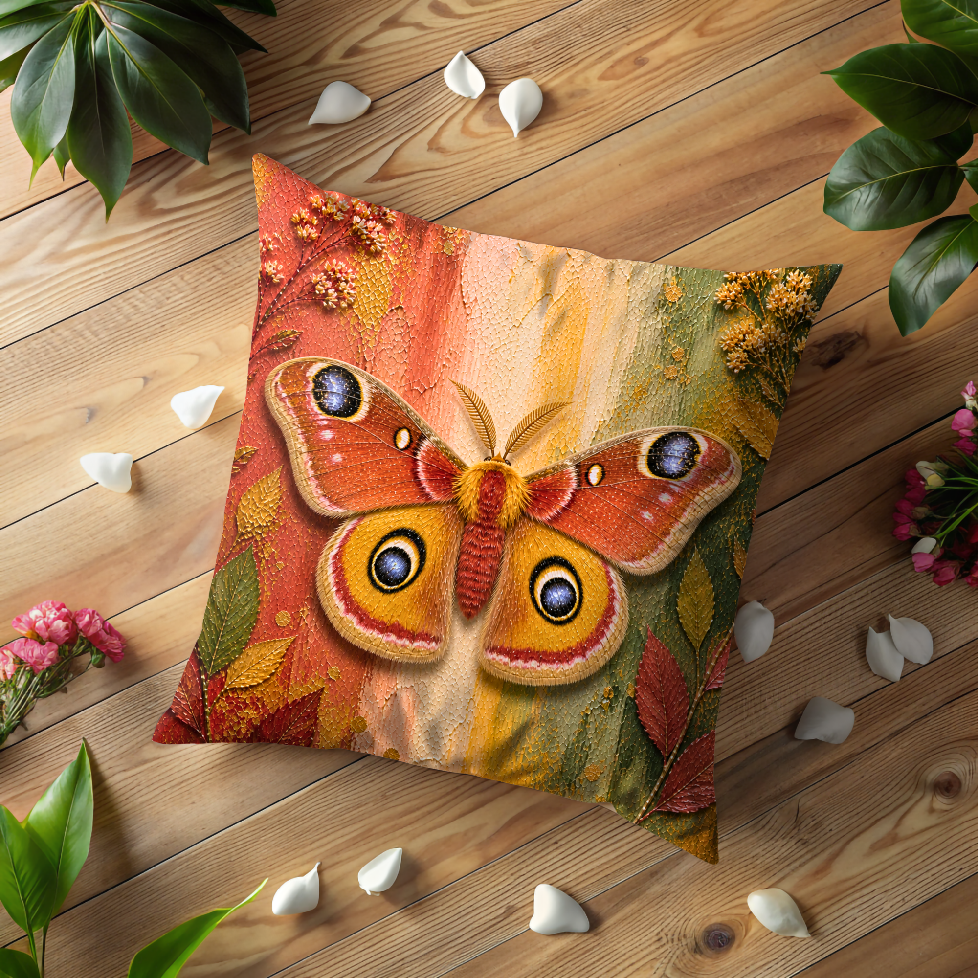 Moth Butterfly Pillow Cover | Vibrant Insect Art | Bold Nature Decor
