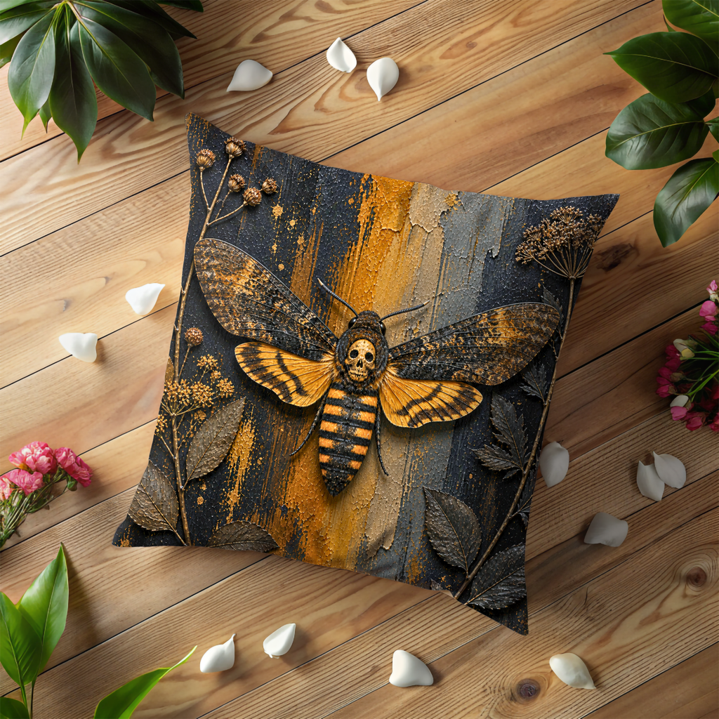 Death's Head Hawkmoth Pillow Cover | Dark Moth Art | Nature Decor