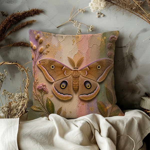 Moth Butterfly Pillow Cover – Vibrant Insect Art | Elegant Nature Decor