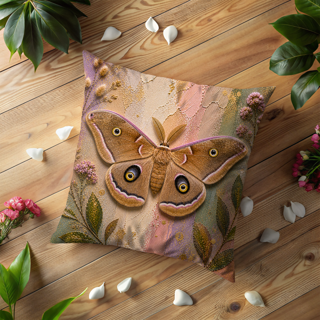 Moth Butterfly Pillow Cover | Vibrant Insect Art | Elegant Nature Decor