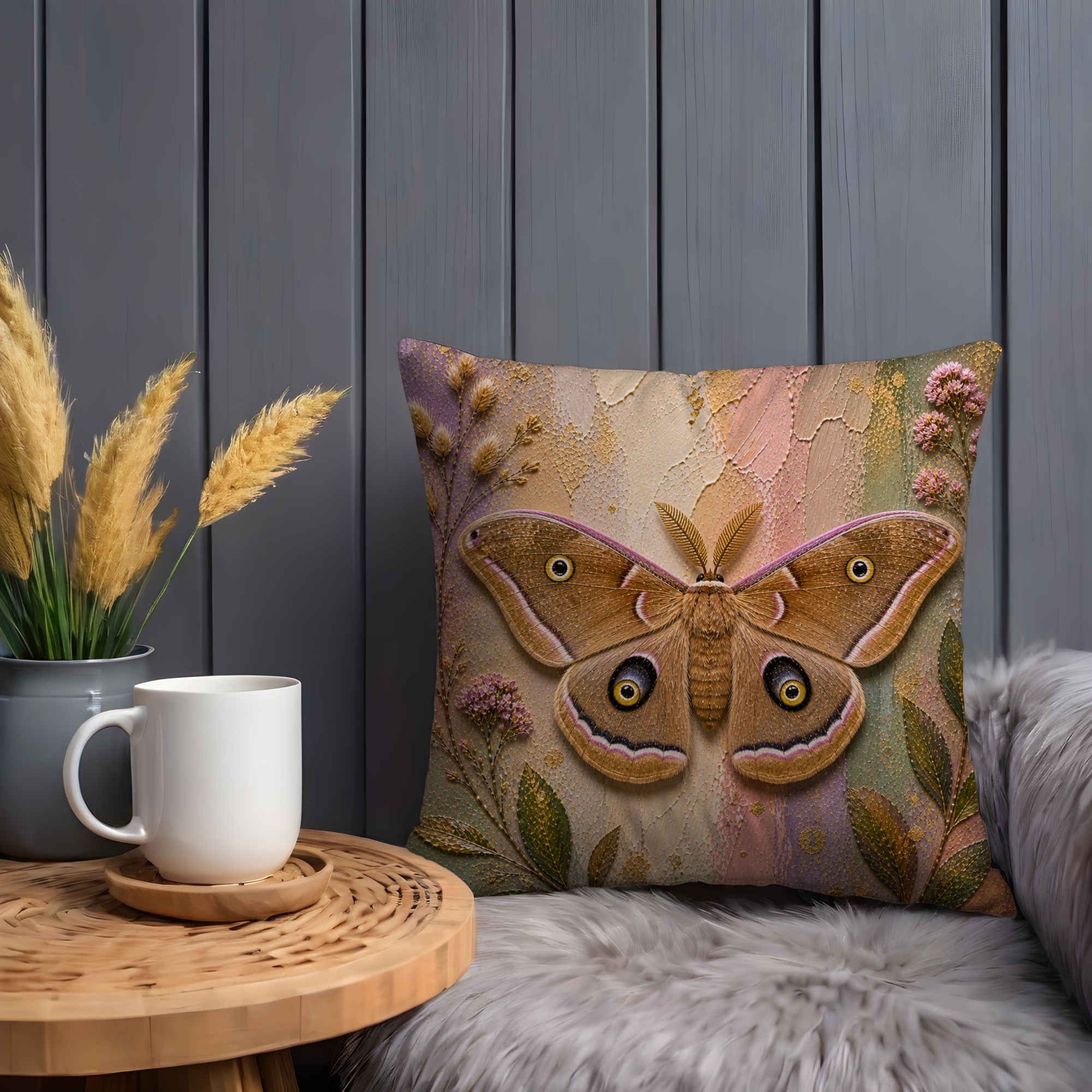 Moth Butterfly Pillow Cover | Vibrant Insect Art | Elegant Nature Decor