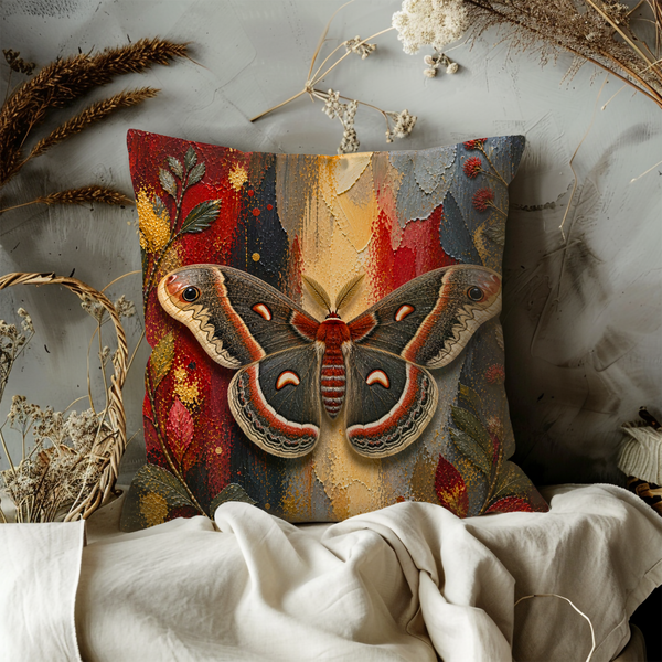 Atlas Moth Pillow Cover | Colorful Insect Art | Nature Decor
