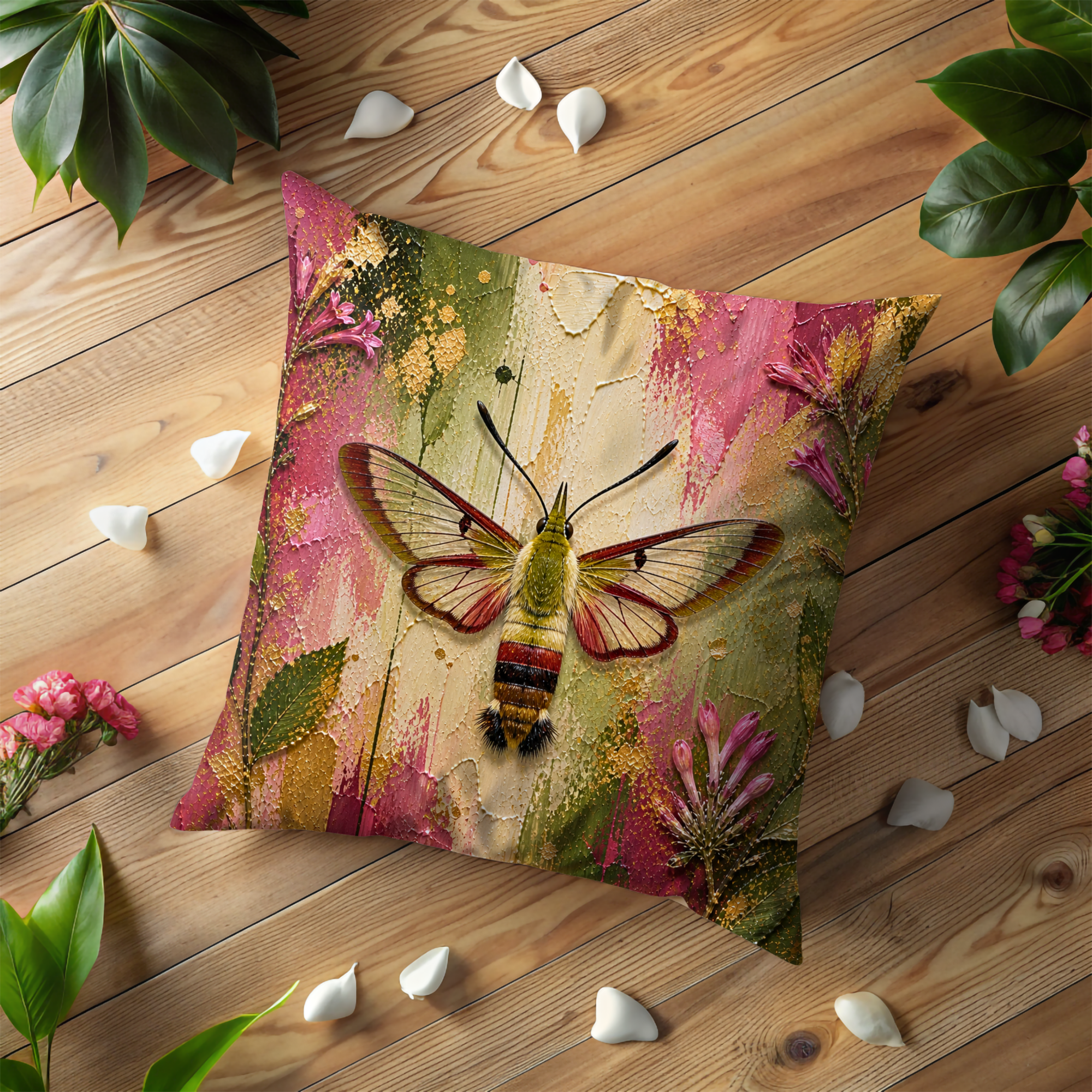 Sphinx Moth Pillow Cover | Vibrant Insect Art | Nature Decor