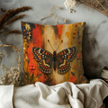 Checkered Butterfly Pillow Cover | Vibrant Insect Art | Bold Nature Decor