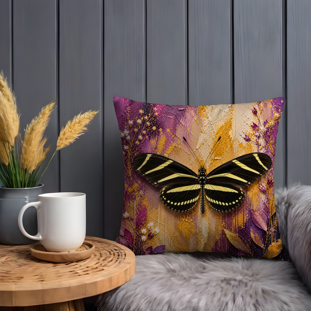 Zebra Butterfly Pillow Cover | Striped Insect Art | Nature Decor