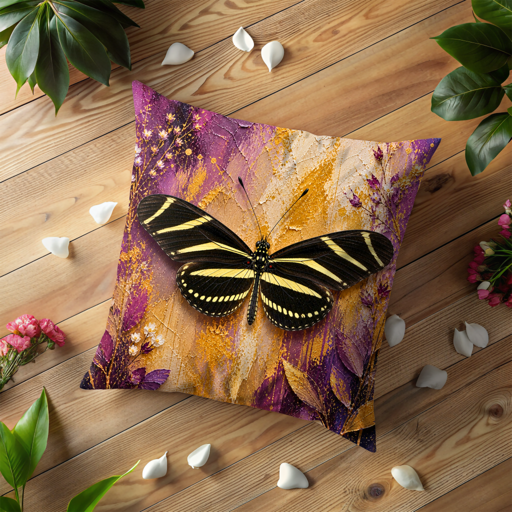 Zebra Butterfly Pillow Cover | Striped Insect Art | Nature Decor