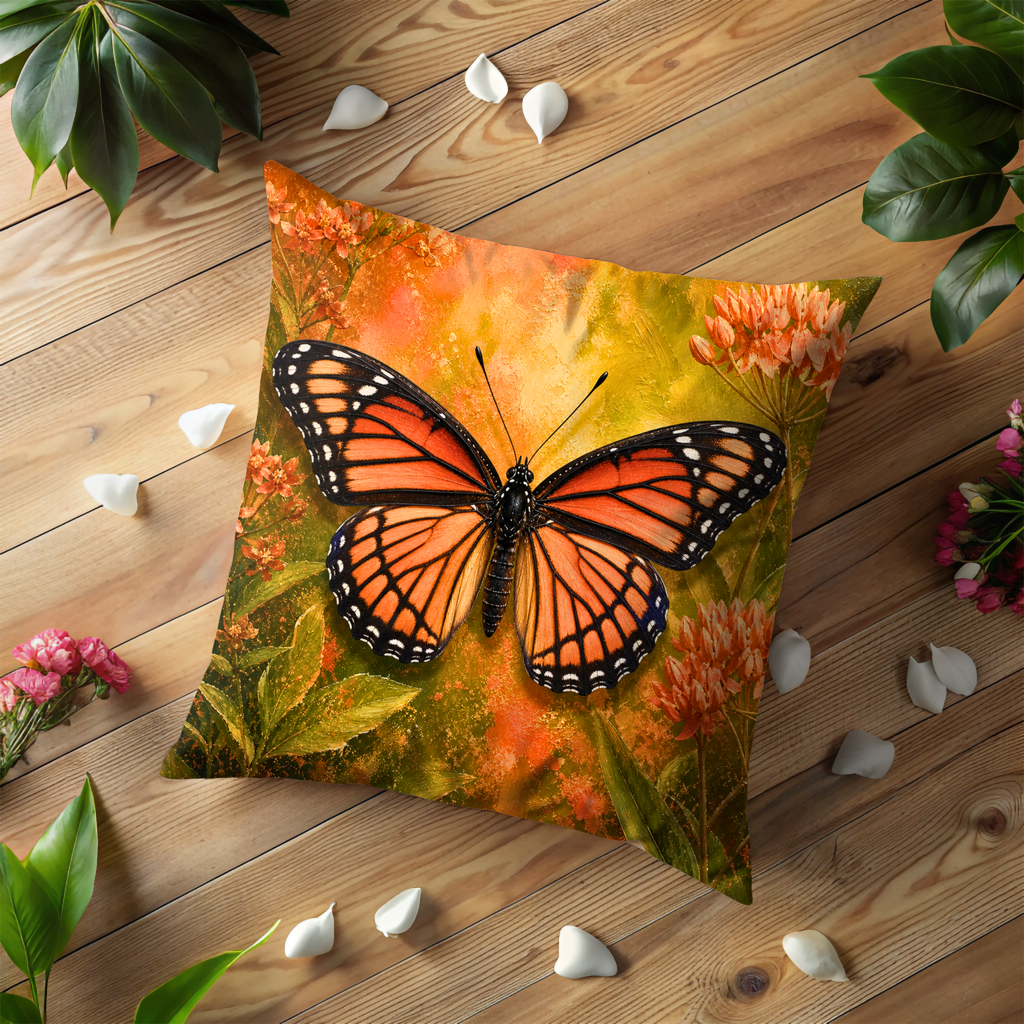 Monarch Butterfly Pillow Cover | Vibrant Insect Art | Bold Nature Decor