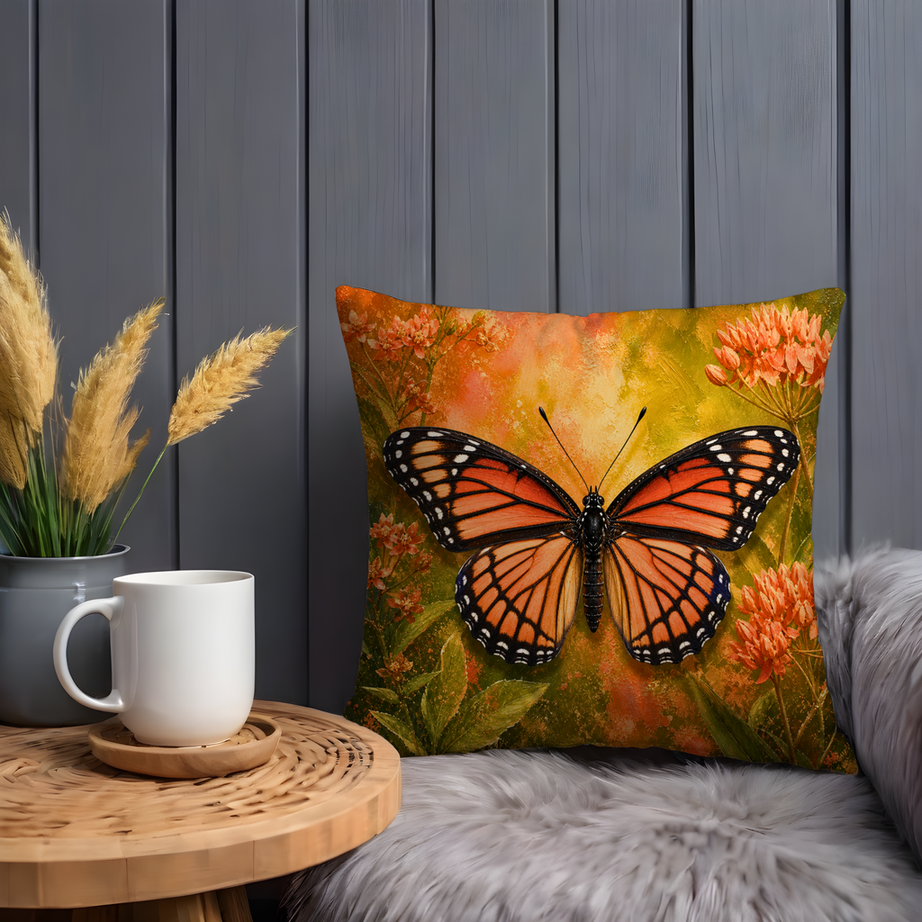 Monarch Butterfly Pillow Cover | Vibrant Insect Art | Bold Nature Decor