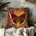 Mourning Cloak Butterfly Pillow Cover | Red Autumn Art | Nature Decor