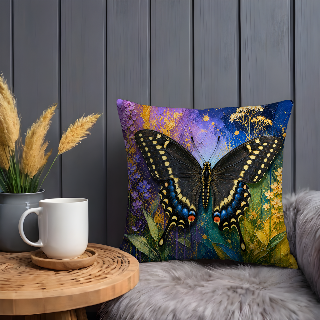 Swallowtail Butterfly Pillow Cover | Vibrant Insect Art | Bold Nature Decor