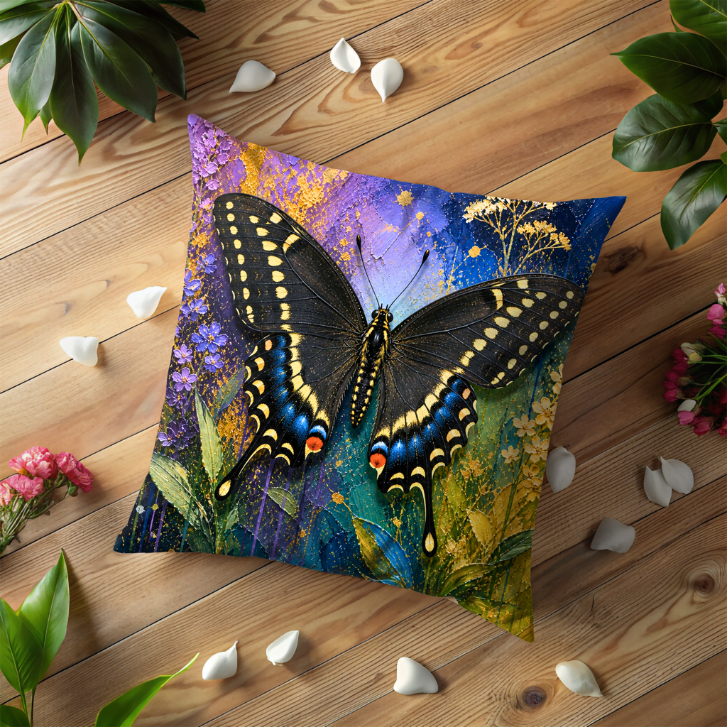 Swallowtail Butterfly Pillow Cover | Vibrant Insect Art | Bold Nature Decor