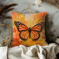 Monarch Butterfly Pillow Cover | Orange Insect Art | Nature Decor