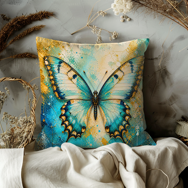 Blue Swallowtail Pillow Cover – Vibrant Butterfly Art | Elegant Nature Decor