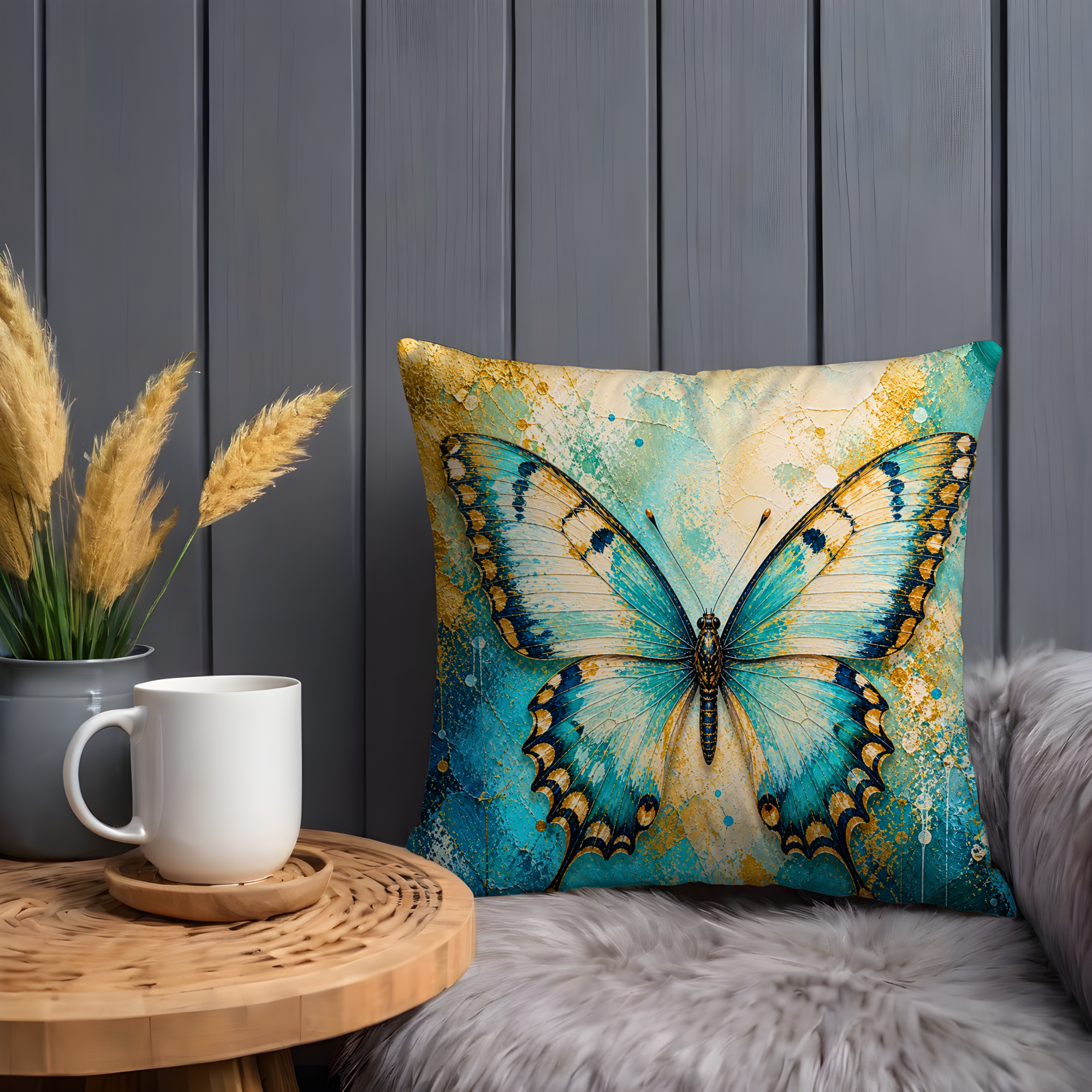 Blue Swallowtail Pillow Cover | Vibrant Butterfly Art | Elegant Nature Decor