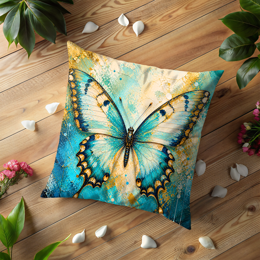 Blue Swallowtail Pillow Cover – Vibrant Butterfly Art | Elegant Nature Decor