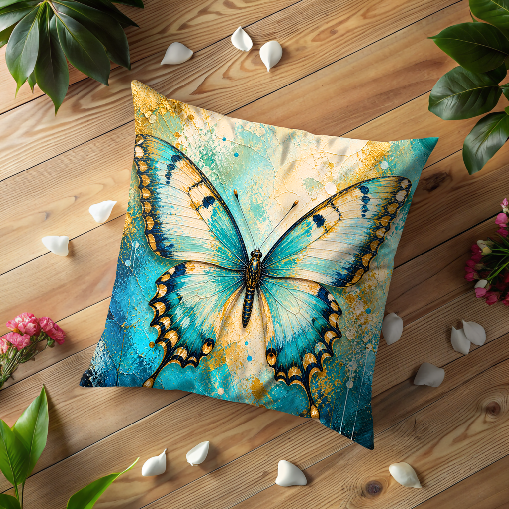 Blue Swallowtail Pillow Cover | Vibrant Butterfly Art | Elegant Nature Decor