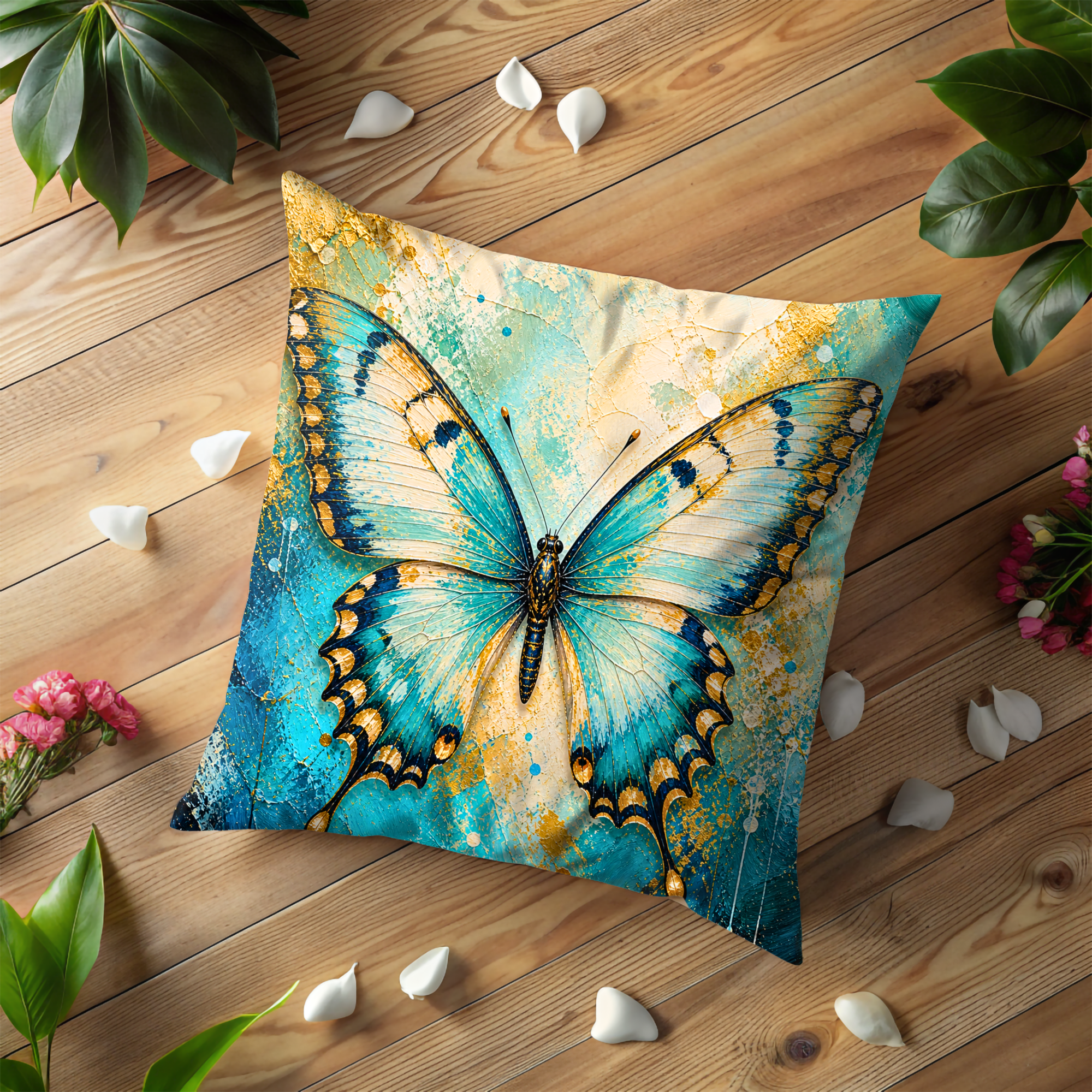 Blue Swallowtail Pillow Cover | Vibrant Butterfly Art | Elegant Nature Decor