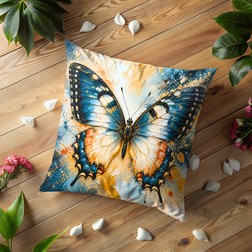 Blue Swallowtail Pillow Cover | Vibrant Butterfly Art | Elegant Nature Decor