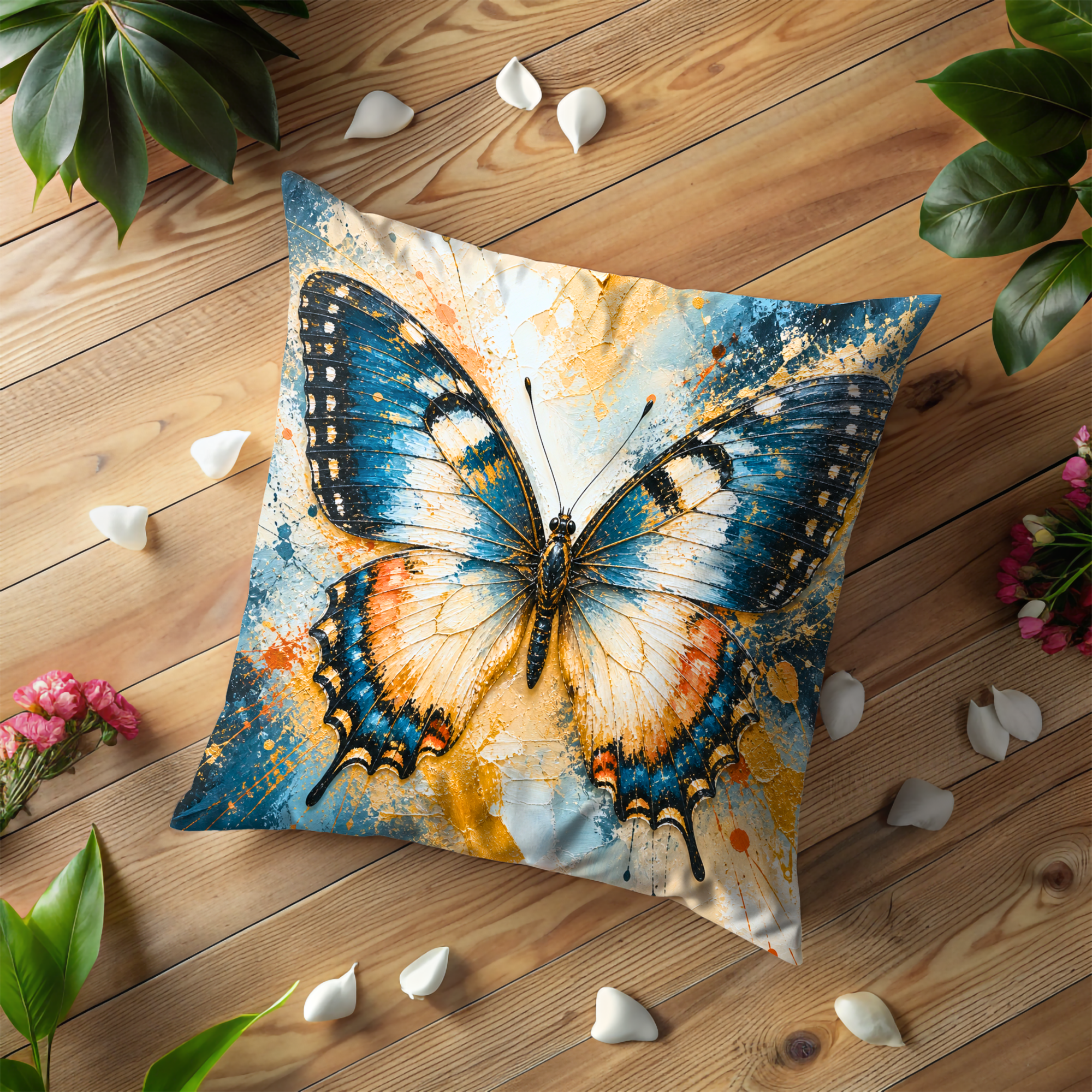 Blue Swallowtail Pillow Cover | Vibrant Butterfly Art | Elegant Nature Decor