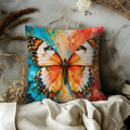 Multicolor Butterfly Pillow Cover | Vibrant Insect Art | Nature Decor