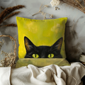 Black Cat Pillow Cover | Cute Animal Art | Vibrant Nature Decor