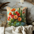 Cactus Succulent Pillow Cover | Vibrant Desert Art | Bold Nature Decor