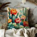 Cactus Bloom Pillow Cover | Vibrant Desert Art | Bold Nature Decor