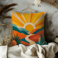 Sunset Landscape Pillow Cover | Abstract Nature Art | Warm Decor