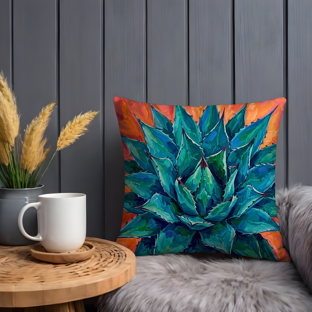 Agave Succulent Pillow Cover | Vibrant Plant Art | Bold Nature Decor