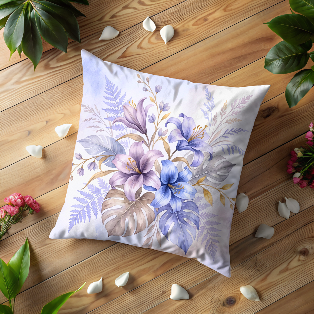 Lilies Tropical Pillow Cover | Delicate Floral Art | Soft Nature Decor