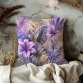 Purple Lily Tropical Pillow Cover | Elegant Floral Art | Nature Decor