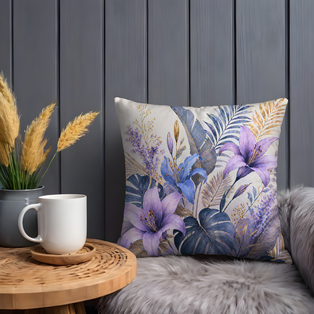 Purple Lilies Pillow Cover | Delicate Floral Art | Soft Nature Decor