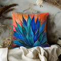 Blue Agave Pillow Cover | Vibrant Plant Art | Bold Nature Decor