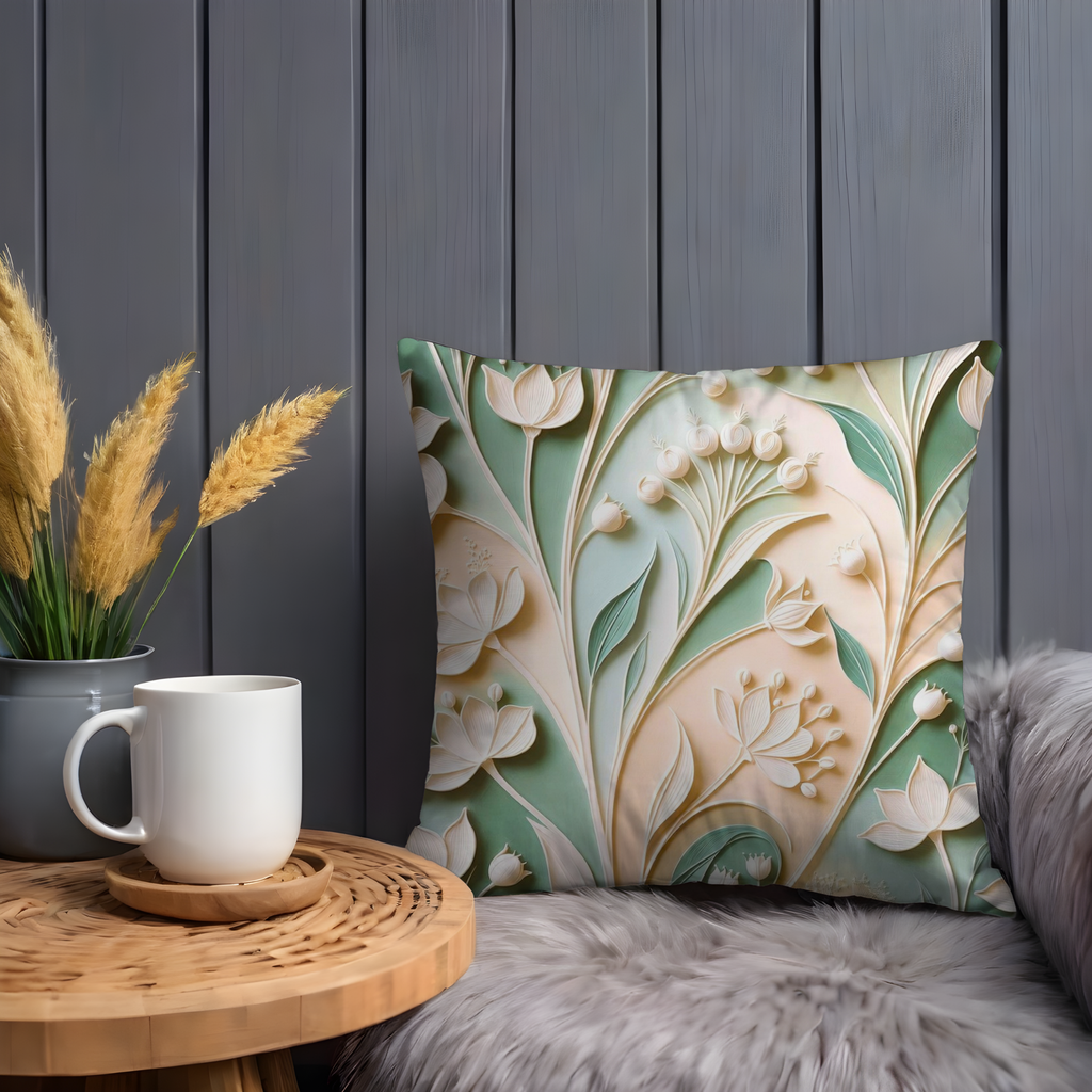 White Floral Pillow Cover | Elegant Botanical Art | Soft Nature Decor