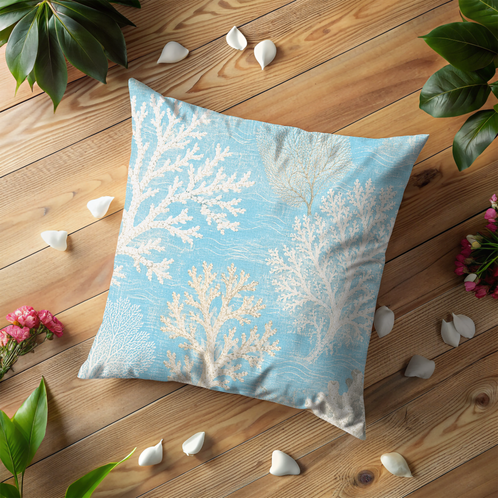 Coral Pattern Pillow Cover | Ocean Art | Nautical Decor
