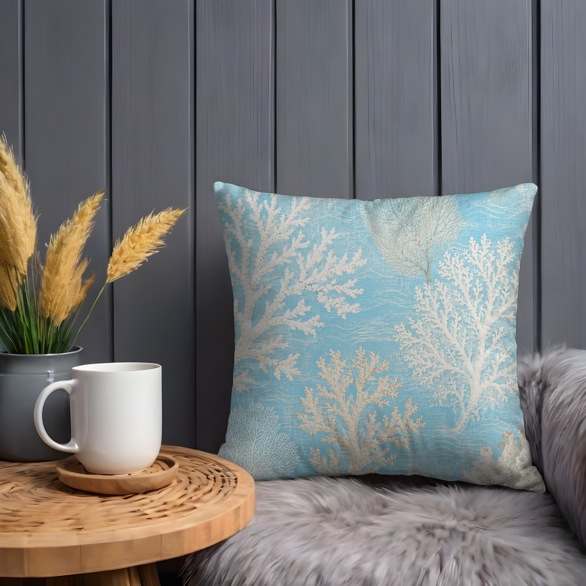 Coral Pattern Pillow Cover | Ocean Art | Nautical Decor