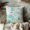 Tropical Fish Coral Pillow Cover | Vibrant Ocean Art | Coastal Decor