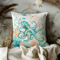 Octopus Pillow Cover | Ocean Wildlife Art | Nautical Decor