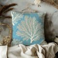Blue Coral Pillow Cover | Ocean Pattern Art | Coastal Decor