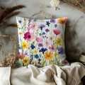 Wildflower Field Pillow Cover | Vibrant Floral Art | Cheerful Nature Decor