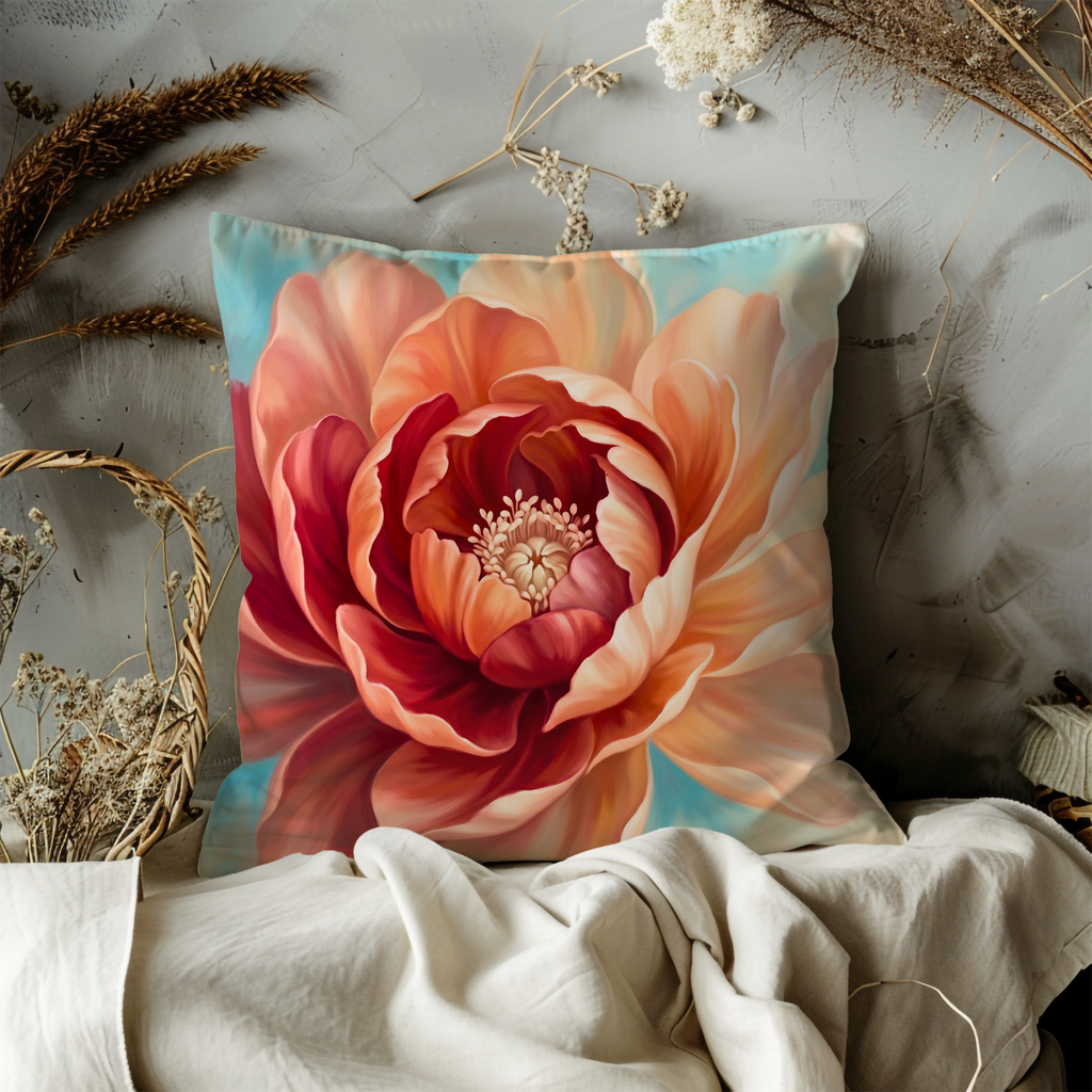 Peony Flower Pillow Cover | Elegant Floral Art | Luxe Nature Decor