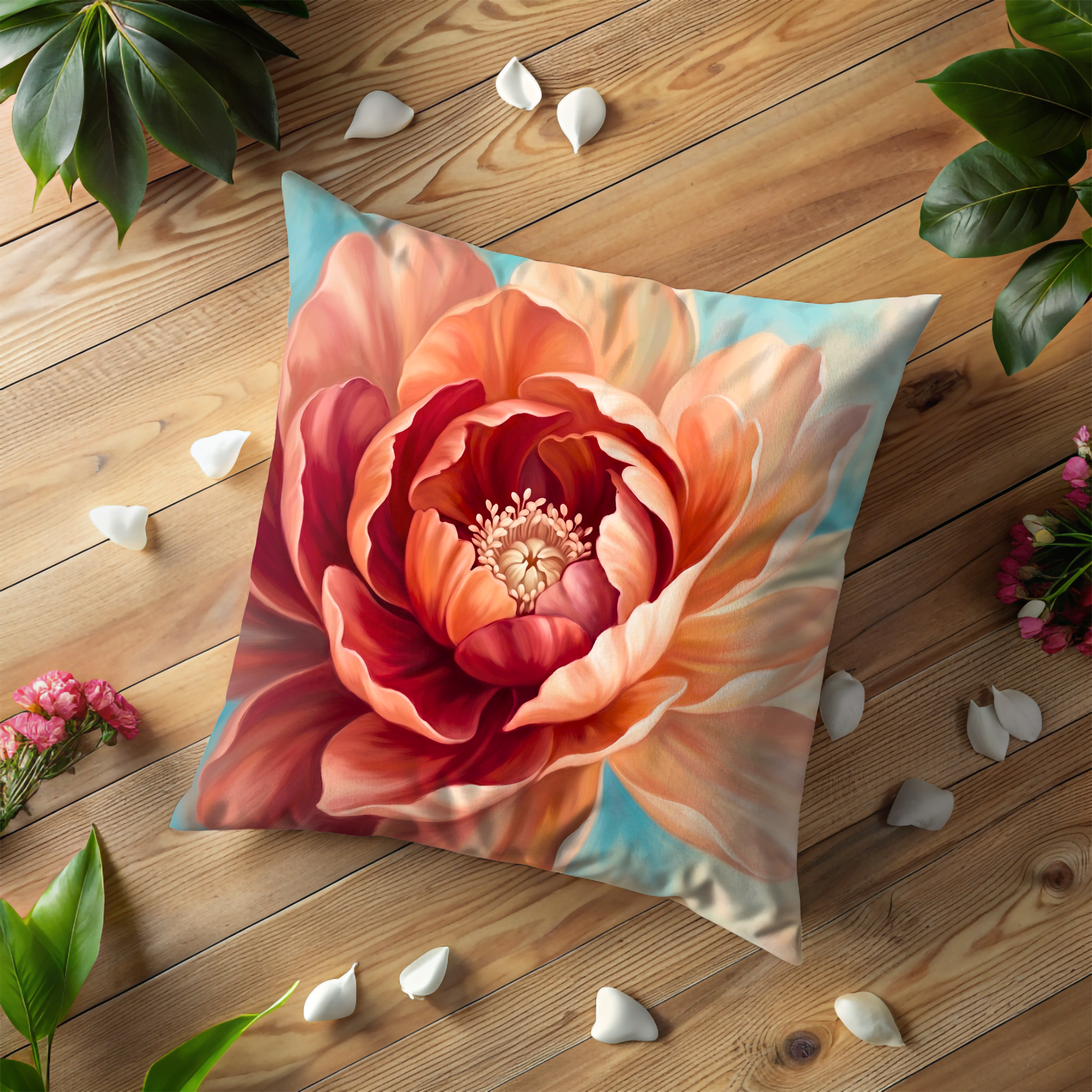 Peony Flower Pillow Cover | Elegant Floral Art | Luxe Nature Decor