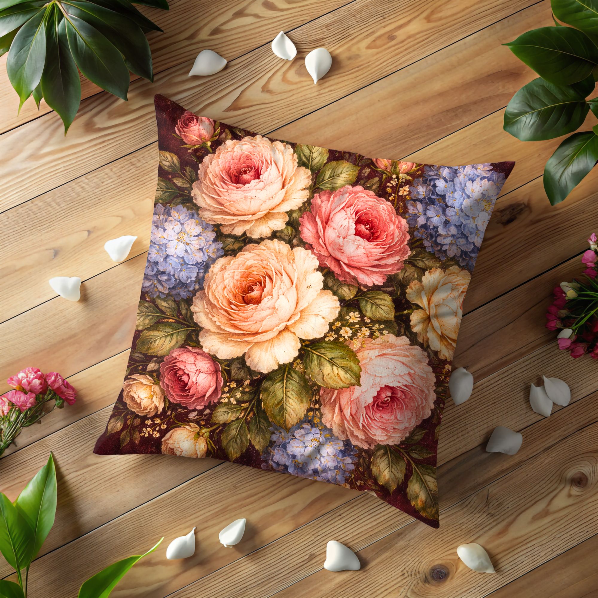 Pink Rose Bouquet Pillow Cover | Elegant Floral Art | Luxe Nature Decor