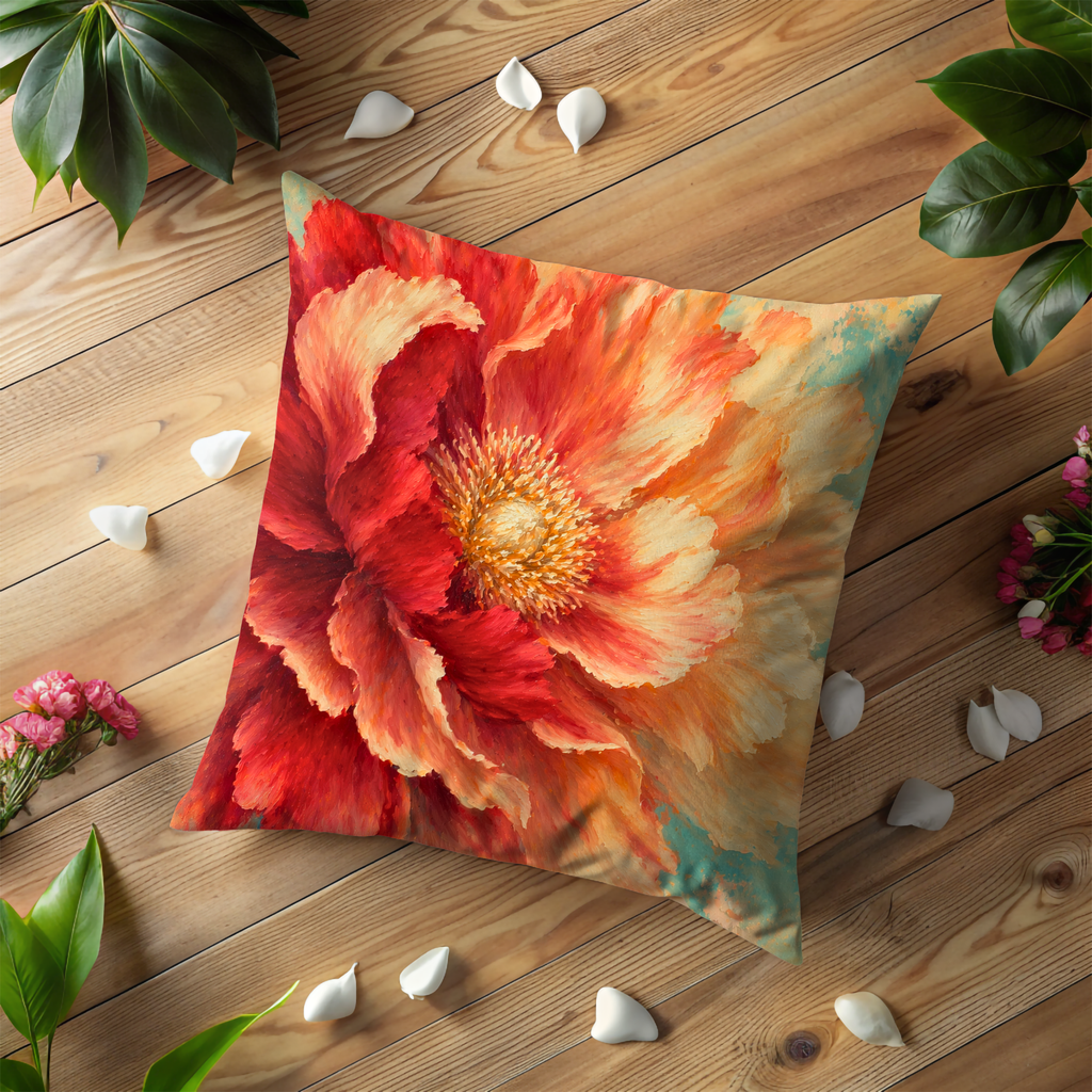Red Poppy Flower Pillow Cover | Vibrant Floral Art | Bold Nature Decor