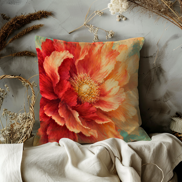 Red Poppy Flower Pillow Cover – Vibrant Floral Art | Bold Nature Decor
