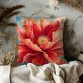 Red Orange Bloom Pillow Cover | Vibrant Floral Art | Elegant Decor