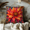 Fiery Flower Pillow Cover | Vibrant Floral Art | Bold Nature Decor