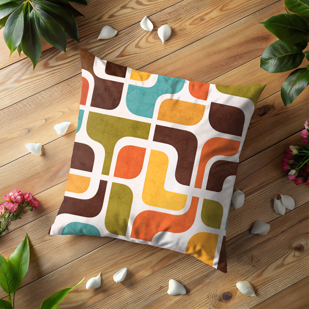 Retro Geometric Pillow Cover | Bold Abstract Art | Mid-Century Decor